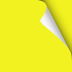 Wall Mural - Vector sheet of yellow paper placed on the same with twisted upper right corner. Element for ad.