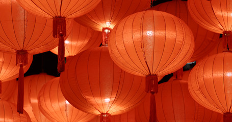 Poster - Red paper lantern for lunar new year at night