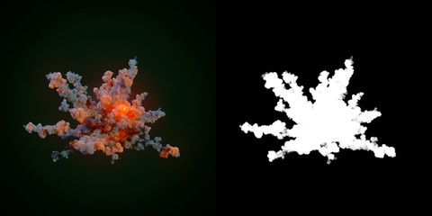 Aufkleber - Composition with large explosions in dark plus alpha channel. 3d rendering