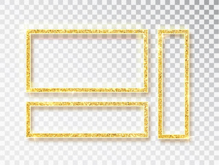 Leinwandbilder - Gold shiny glowing frame set . Vector Gold banners with a place for inscriptions isolated on transparent background. Golden luxury. Realistic 3D design. Vector object 10 eps