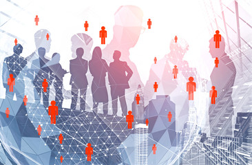 Poster - Business people in city, global network