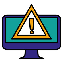 Computer Desktop With Alert Symbol