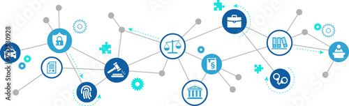 Fotomural law & justice icon concept: legal practice, court representation, law office – v