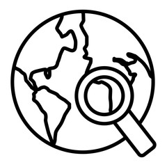 Sticker - world planet earth with magnifying glass