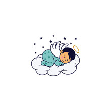 Sleeping Cute Baby Logo Designs Template