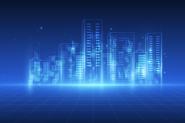 Poster - abstract background. digital city concept. abstract complex structure of city. vector illustration