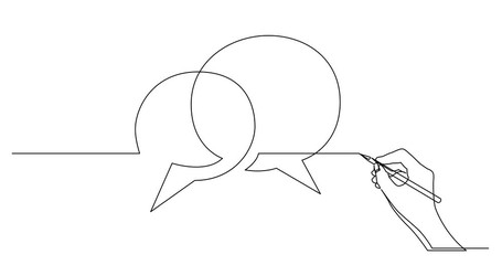 Poster - self drawing line animation of hand drawing business concept sketch of speech bubbles