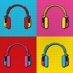 Sticker - pop art headphones frames