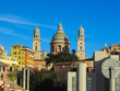 Renaissance church Santa Maria Assunta surrounded by city Genoa, Italy