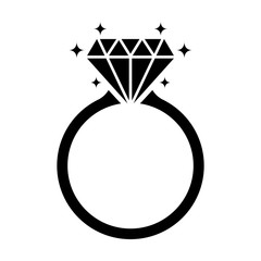 Wall Mural - Diamond engagement ring icon isolated on white background