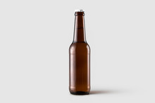Bottle Of Beer Mock-up  Isolated Isolated On Soft Gray Background.Can Be Used For Your Design And Branding.