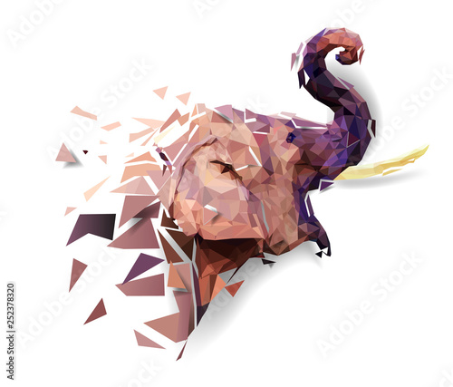 Cuadros en Lienzo Elephant Low poly multicolored,Geometric pattern design, eps10 vector