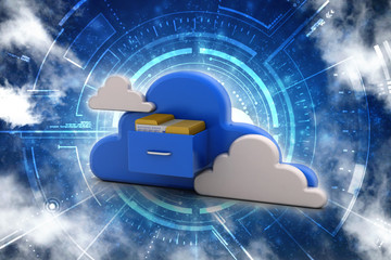 Poster - 3d rendering cloud  folder network
