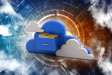 Poster - 3d rendering cloud  folder network
