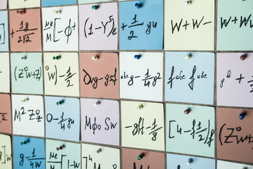 Mathematical equations and formulas on stickers