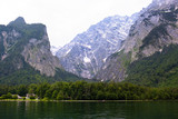 Fototapeta Niebo - Large stone mountains in the Alps on Königssee Lake