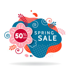 Wall Mural - Spring sale banner, invitation poster, colorful advertising flyer