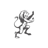 Fototapeta Konie - Lion silhouette isolated on white background vector illustration.