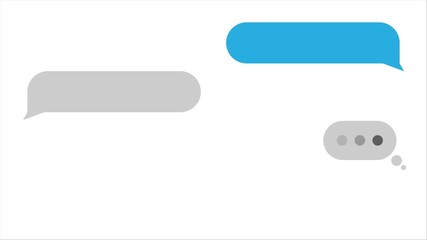 Text typing in messenger, sending message, message bubble for custom text on white screen.