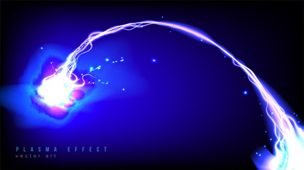 Poster - Illustration of plasma beam effect in art brush style. It is suitable for being used as a background or template in science or technology related theme such as: plasma, curvy light, electricity, etc.