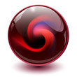Red glass sphere, 3D marble ball