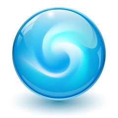 Aufkleber - Blue glass sphere, 3D marble ball