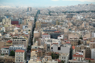 Panorama of Athens city in Greece