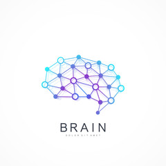 Aufkleber - Colorful Vector Template Brain Logo. Artificial Intelligence Logo. Artificial Intelligence and Machine Learning Concept. Vector symbol AI. Creative Idea Concept Design Brain Logotype Icon.