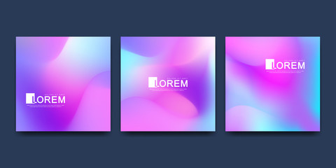 Aufkleber - Modern vector template for brochure cover banner. Abstract fluid 3d shapes vector trendy liquid colors backgrounds set. Colored fluid graphic composition illustration