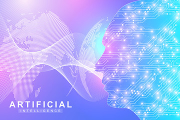 Aufkleber - Artificial Intelligence Logo. Artificial Intelligence and Machine Learning Concept. Vector symbol AI. Neural networks and another modern technologies concepts. Technology sci-fi concept