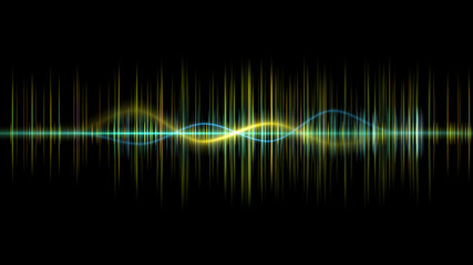 Aufkleber - Audio digital equalizer technology, pulse musical.abstract of sound wave , light frequencies or bright equalizer . Neon colorful digital musical bar for technology concept background