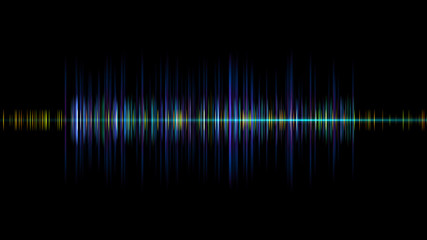 Aufkleber - Audio digital equalizer technology, pulse musical.abstract of sound wave , light frequencies or bright equalizer . Neon colorful digital musical bar for technology concept background