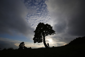 amazing nature landscape and a man