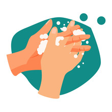 Handwashing Illustration. Water, Washing Hands, Cleaning. Hygiene Concept. Vector Illustration Can Be Used For Healthcare, Skincare, Hygiene