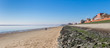 Panorama of the beach and dike at the Sudstrand in Wilhelmshaven, Germany