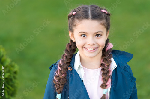 Girl Small Kid With Fashionable Braids Hairstyle Fashion Trend
