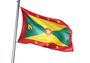 Sticker - Grenada flag waving isolated white background 3D illustration