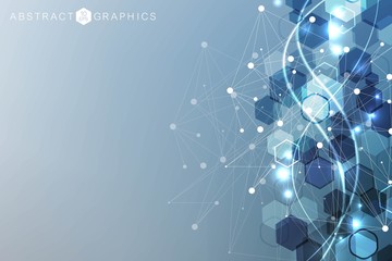Fototapete - modern futuristic background of the scientific hexagonal pattern. virtual abstract background with p