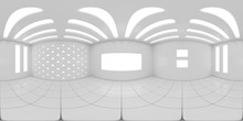 8K HDRI Map, Spherical Environment Panorama Background, Modern Interior Light Source Rendering In Grey Scales (3d Indoor Equirectangular Illustration)