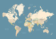 Highly detailed world map with labeling. Сountries in different color
