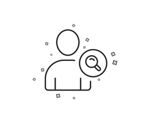 Aufkleber - Search User line icon. Profile Avatar with Magnifying glass sign. Person silhouette symbol. Geometric shapes. Random cross elements. Linear Find user icon design. Vector