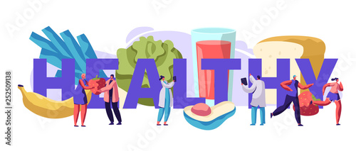 Fresh Healthy Food Typography Banner Design Organic Meal For Diet