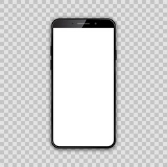 Poster - Black smartphone with white empty touch screen - vector