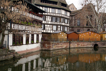 Half timbered houses on a canal