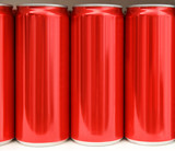 Fototapeta Kuchnia - Many blank metal red cans on table, closeup. Mock up for design