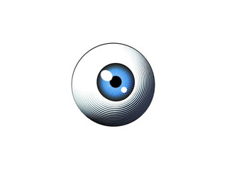 Engraving eyeball illustration on blue BG