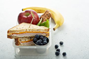 Wall Mural - Healthy and nutritious lunch box for school kids or work, breakfast or lunch to go