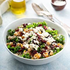 Wall Mural - Kale and quinoa salad with chickpeas and feta