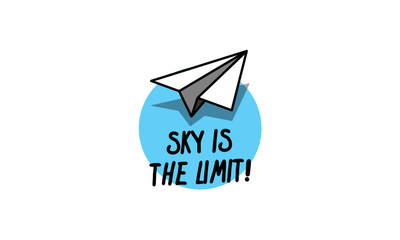 Wall Mural - Sky is the limit paper plane quote poster