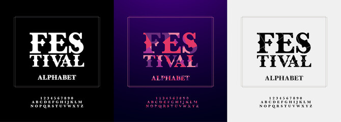 Aufkleber - festival modern alphabet and number font set. Typography color paper cut fonts design for festival or celebration. vector illustration